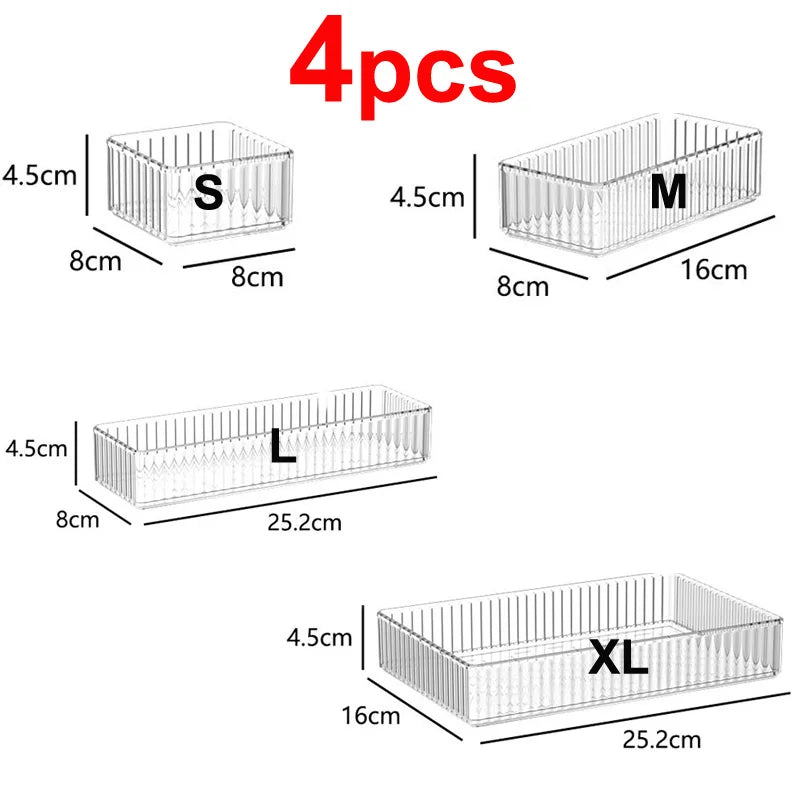 Desk Drawer Organizers Set Plastic Transparent Storage Box Bathroom Storage Makeup Organizer Boxes Clear Storage Box Acrylic Box