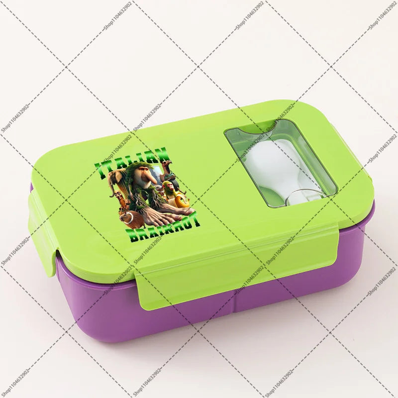 Italian Brainrot Lunchbox Cartoon Pattern Printed Bento Lunch Box Tung Tungtung Sahur Telala Funny Shark Food Storage Containers