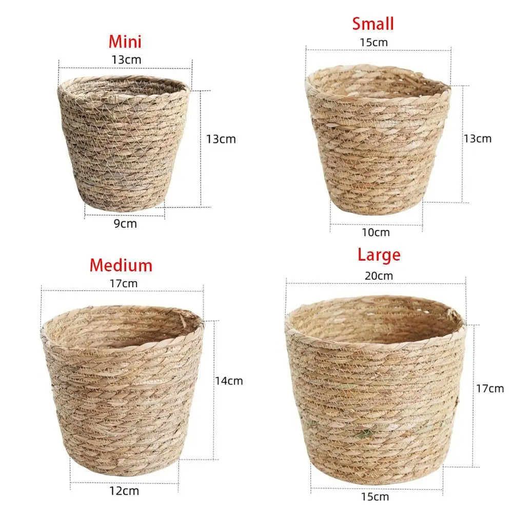 1Pcs For Garden Terraces Flower Pot Basket Rattan Straw Planter Basket Grass Woven Flowerpot Furniture Decoration Mini/S/M/L