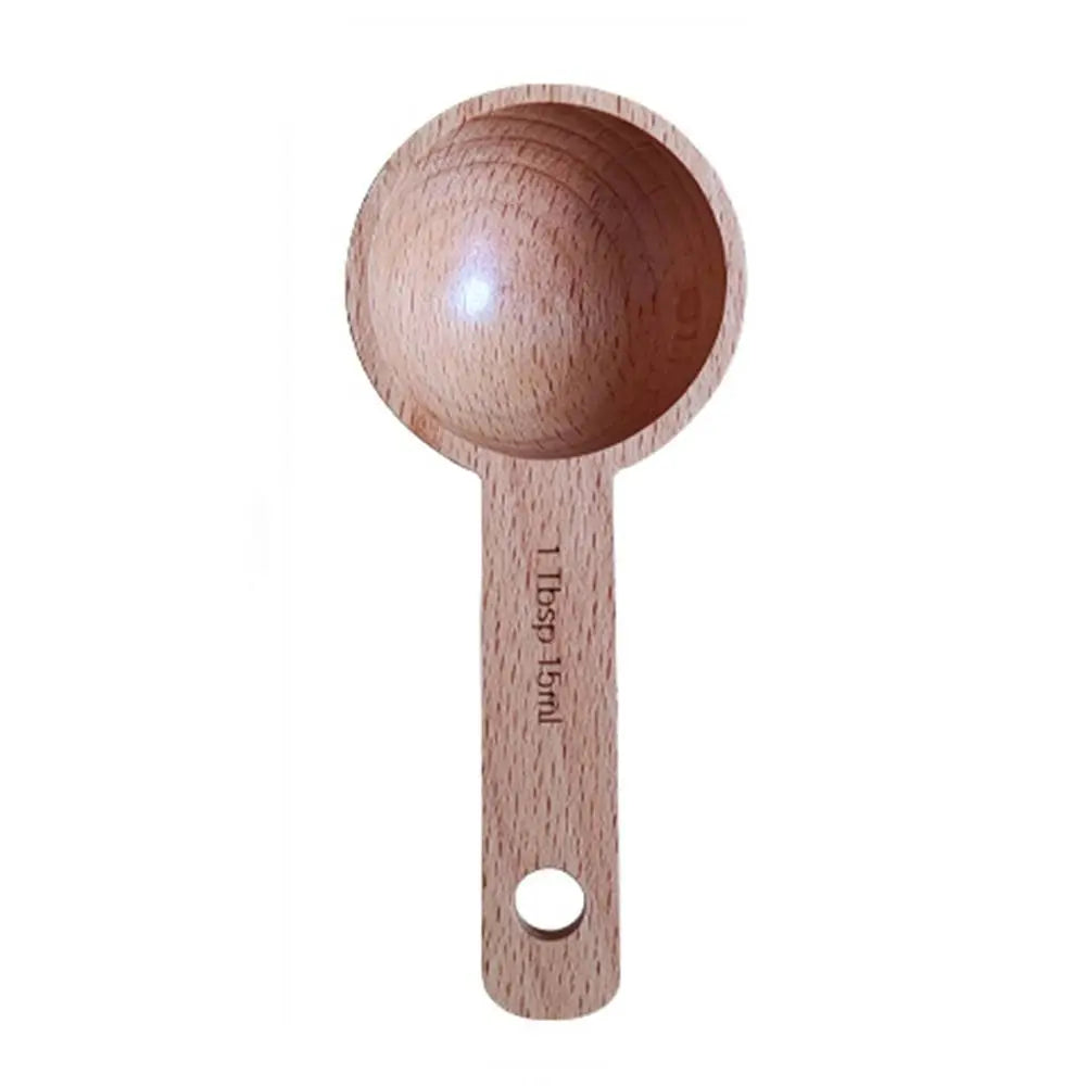 Tablespoon Measuring Spoon Walnut Wooden 7.5/10/15/30/45ml Beech Wooden Spoon Hangable Kitchen Measuring Tools Coffee Bean Spoon