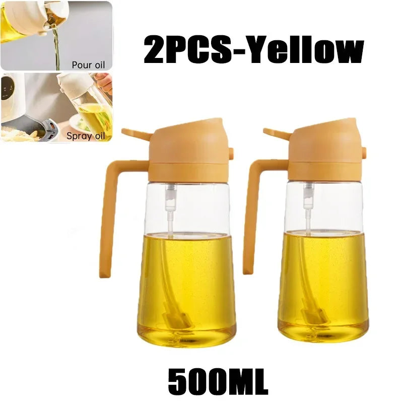 2in1 Oils Sprayer Olive Oil Spray Plastic Bottle Vinegar Dispenser Kitchen Oil Diffuser Accessories Camping Baking Pic