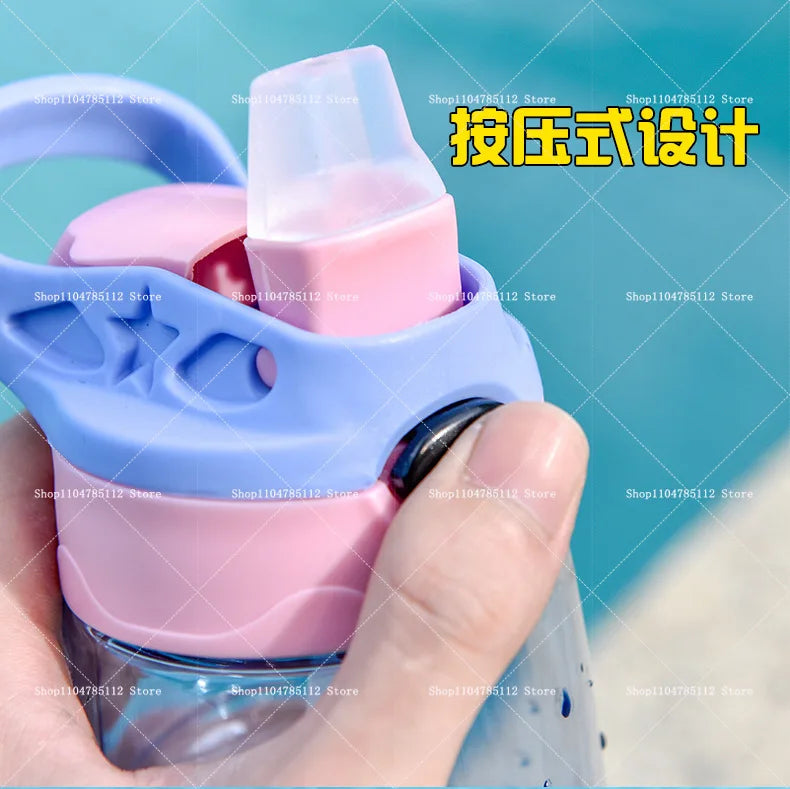 KPop Demon Hunters Drinking Glass Large Capacity Portable Plastic Mug Kids Cartoon Cute Sports Straw Drinking Cup Water Bottle