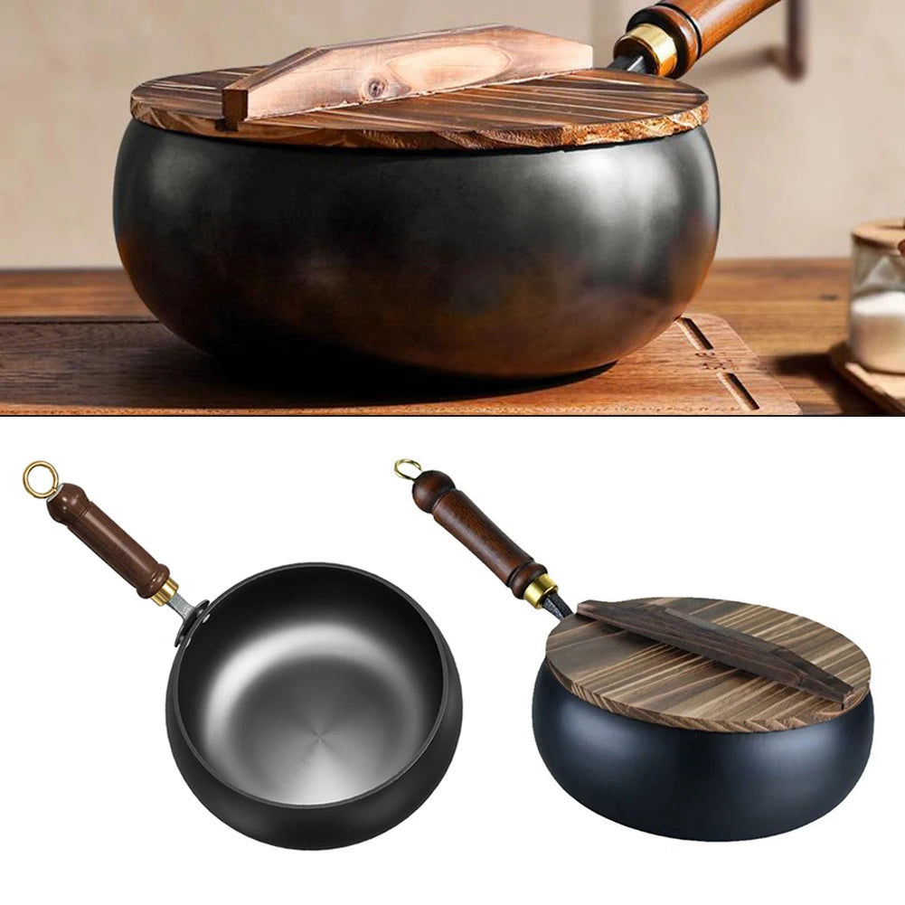 Handmade Forging NON-STICK PAN Household Stir Fry Stew Pot Flat Bottom Small Frying Pan Kitchen Gas Stove Pan Cookware