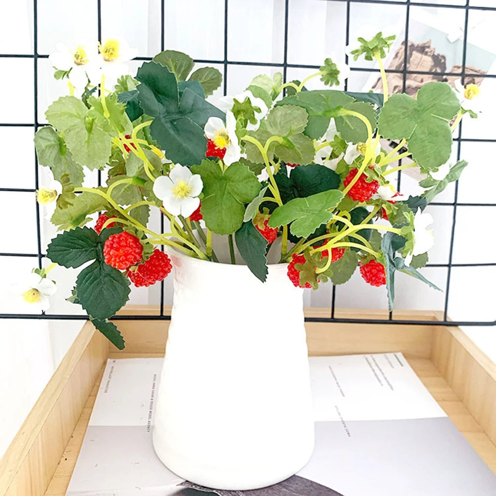 1pc Artificial Strawberry Flowers Plastic Fake Strawberry Head For Home Shop Vase Flower Arrangement Decoration