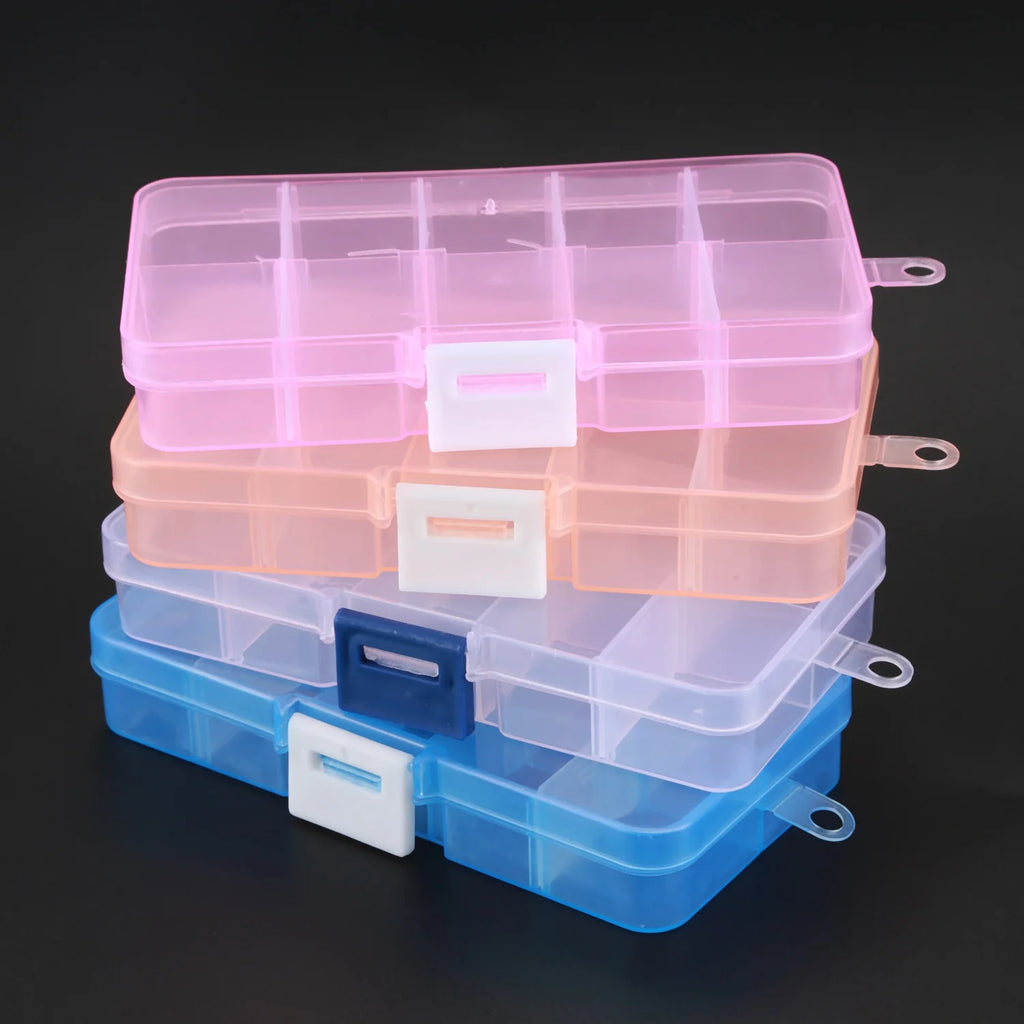 ABQR Pack of 4Pcs Plastic Jewelry Box Organizer Storage Container with Adjustable Dividers 15 Grids
