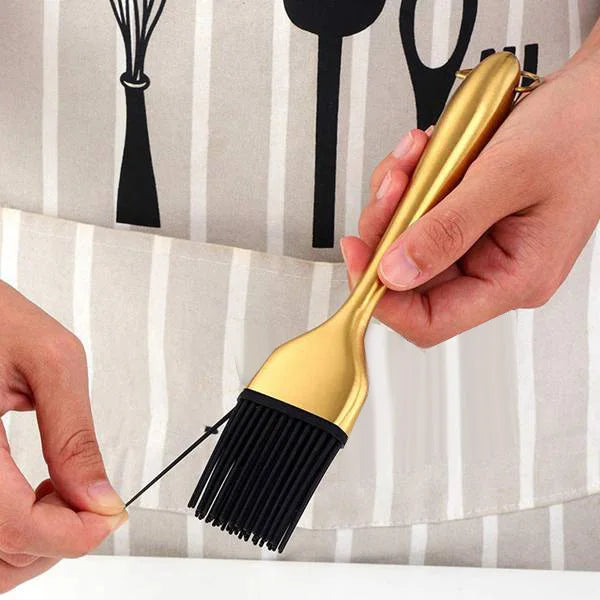 XFDE 1 Pcs Oil Brushes Stainless Steel Silicone Kitchen BBQ Grilling Baking Cooking Brushes Barbecue Cooking Tools-B