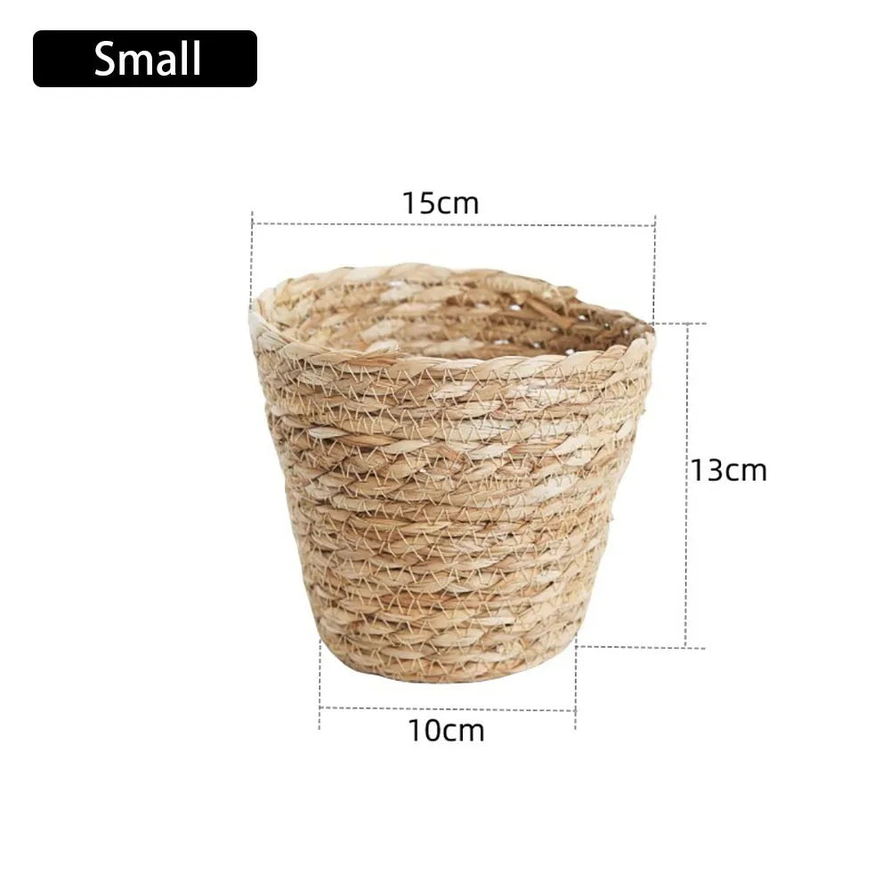 1Pcs For Garden Terraces Flower Pot Basket Rattan Straw Planter Basket Grass Woven Flowerpot Furniture Decoration Mini/S/M/L