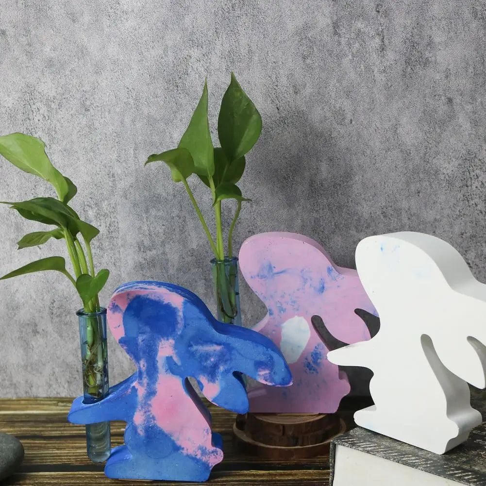 1 Pc Bunny Flower Vase Mold Easter DIY Resin Casting Kit with 3 Hydroponic Plants Test Tube Rabbit Propagation Station
