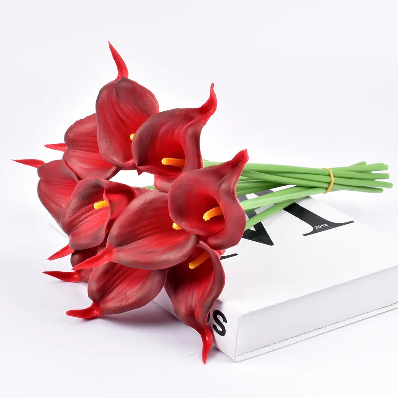 4pc 34cmpu Calla Lily Artificial Flower Color Fake Flower Arrangement Bonsai Material Home Living Room Table Floral Decoration