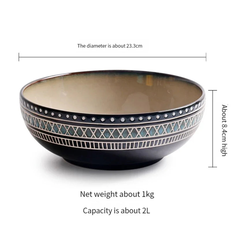 Moroccan Ceramic Tableware Set Bohemian plate set dinnerware Porcelain Round Bowl Oval Plate and mug