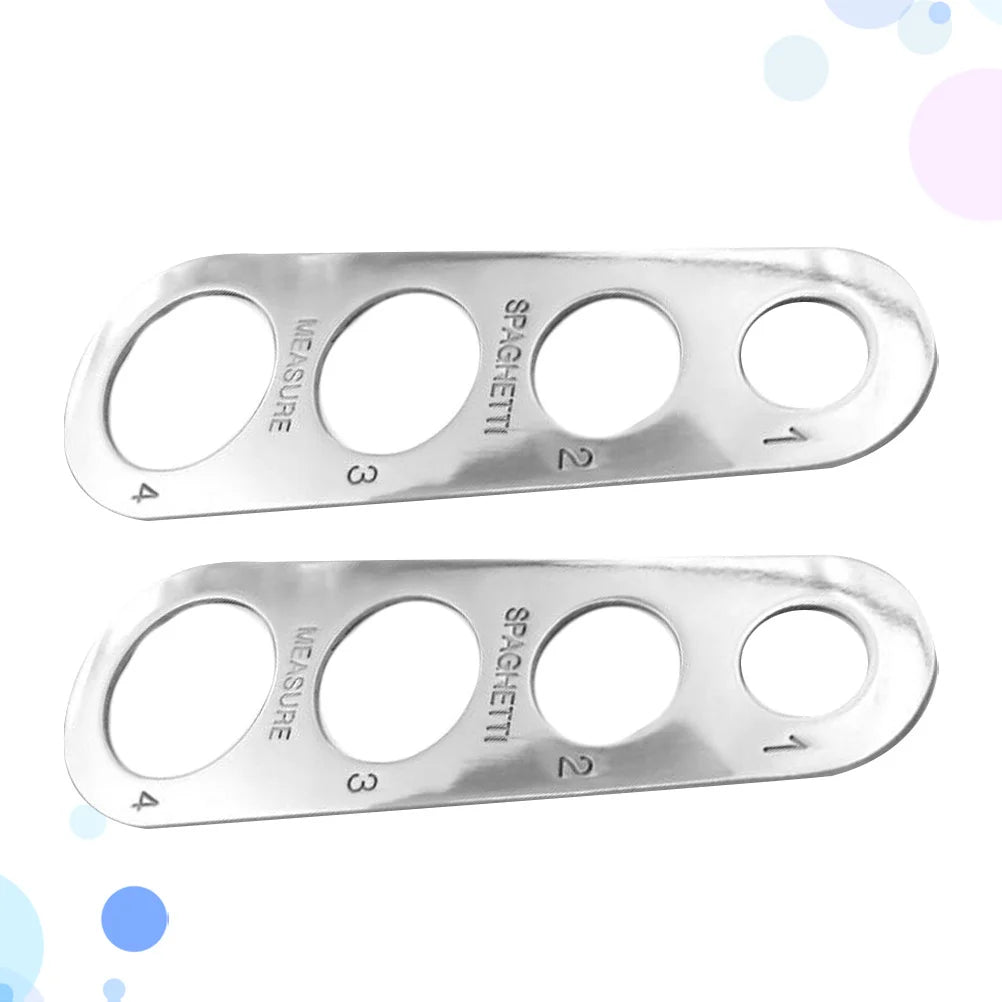 2pcs Spaghetti Measurer Stainless Steel 4 Hole Noodle Measuring Tool Kitchen Gadget For Pasta Portion Control Noodle Ruler