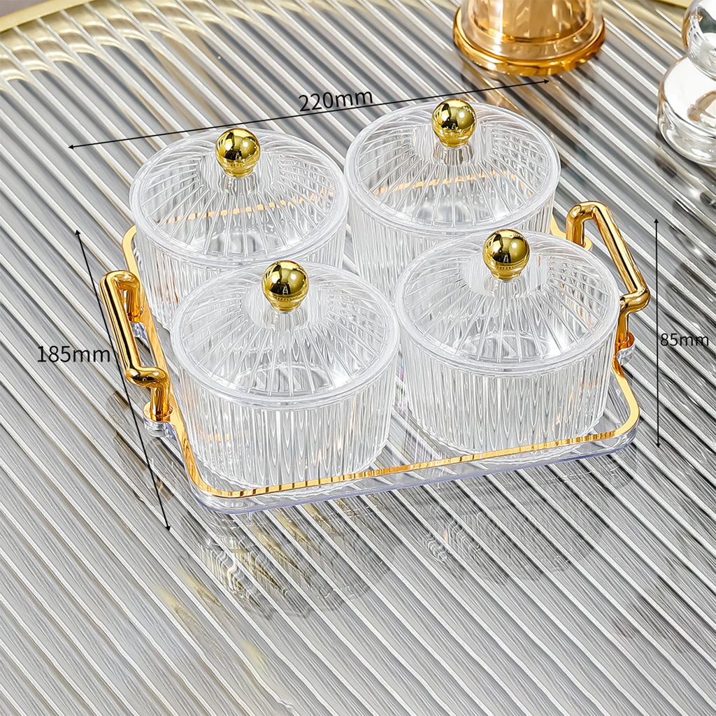 Platsic Caddy Serving Platter Condiment Tray Storage Container Dried Fruit Tray Fruit Snacks Serving Platter for Wedding Kitchen