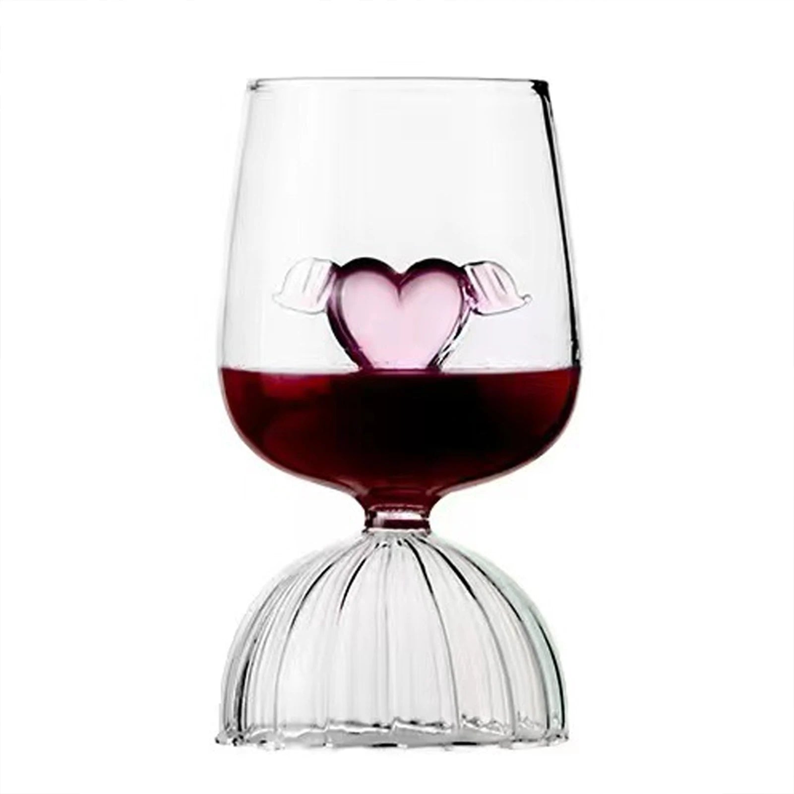 3D Pink Heart Goblet For Valentine's Day Reusable Glass Drinking Cup For Champagne Wine