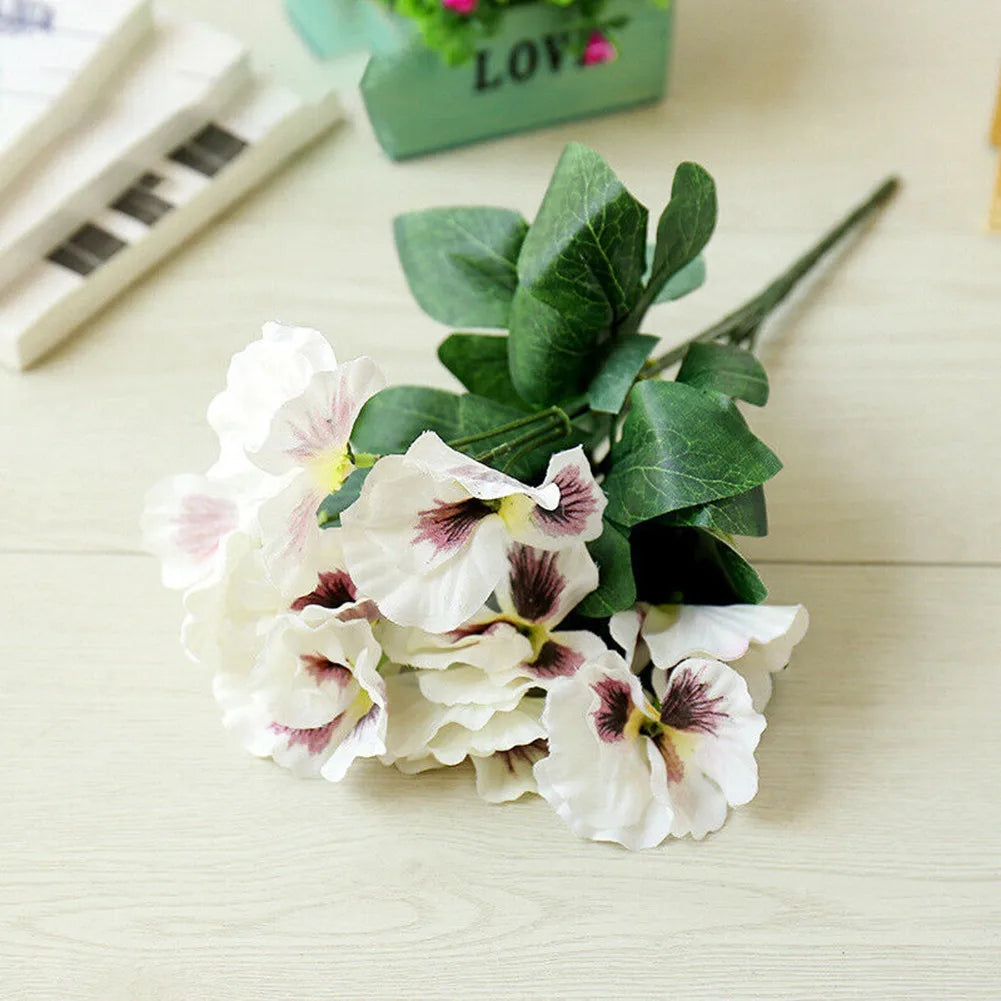 Colorful For Wedding Party Decoration Pansy Fake Flower Bouquet Artificial DIY Craft Red/Orange/Purple Rose Red