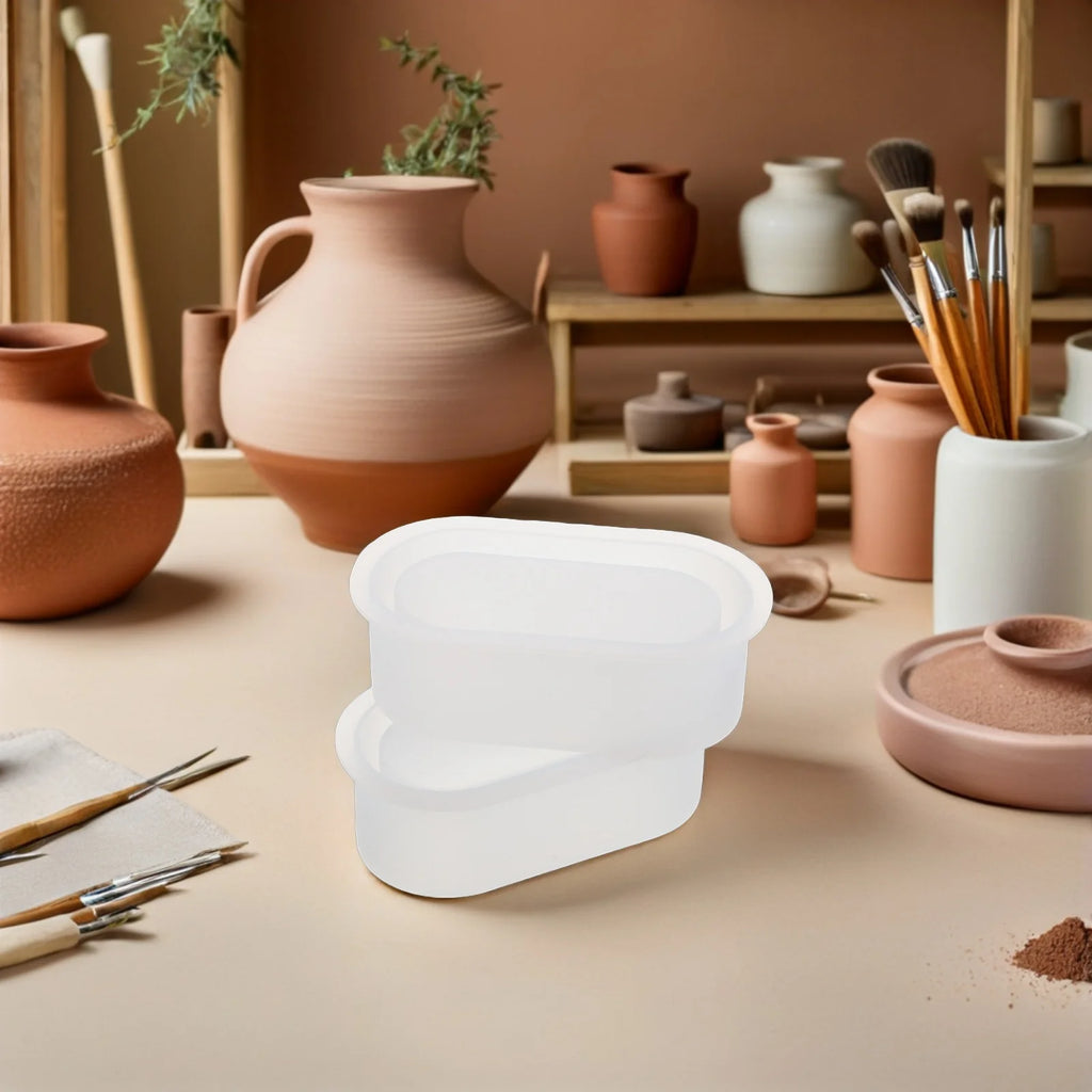 2Pcs Silicone Planter Molds Oval Shape Flowerpot Mold Resin Concrete DIY Pot Mold for Succulent Indoor Garden Decor