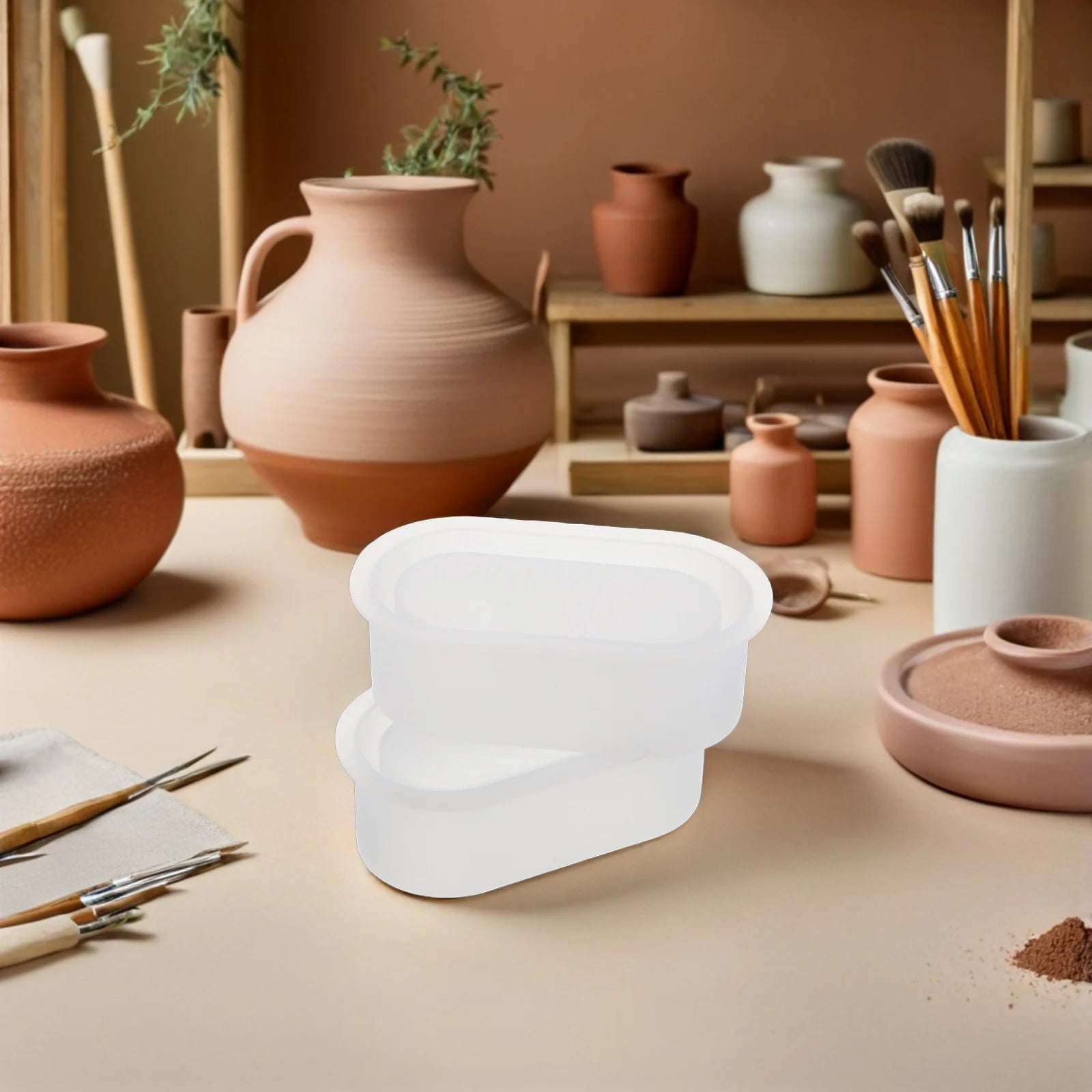 2Pcs Silicone Planter Molds Oval Shape Flowerpot Mold Resin Concrete DIY Pot Mold for Succulent Indoor Garden Decor