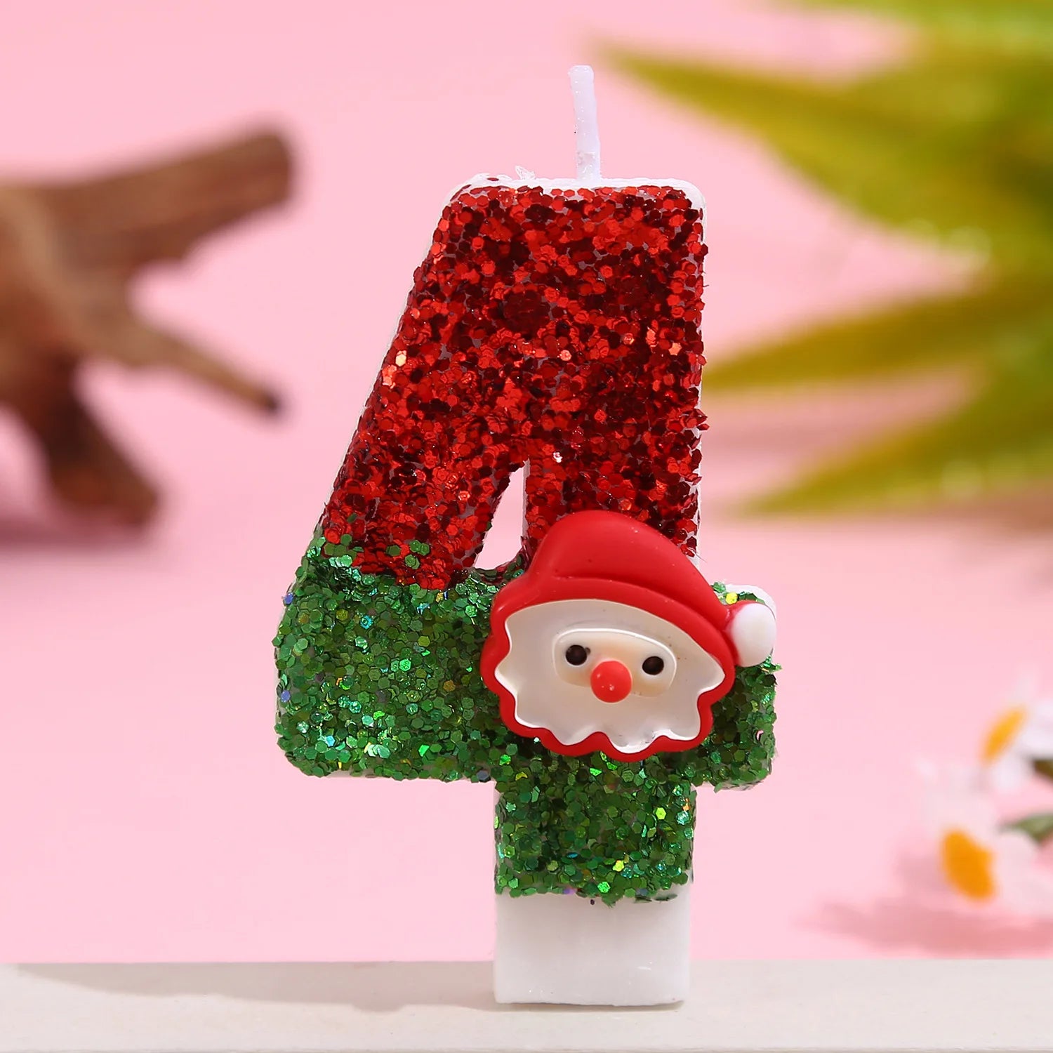 Santa Claus Birthday Candle Decoration Party Cake Candle Atmosphere Photo Christmas Mixed Color Sequin Decoration