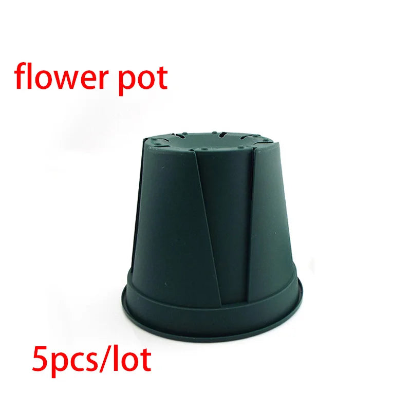 5/10pcs Green Plastic Plant Flower Pot Trays - Cute Garden Planter Tools for Growing Herbs, Succulents, and Nursery Plants E2