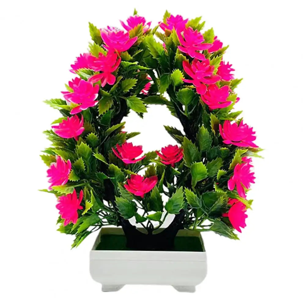 Artificial Flower Bonsai Realistic UV Resistant Plastic Easy Care Fake Flowers Bonsai for Outdoor