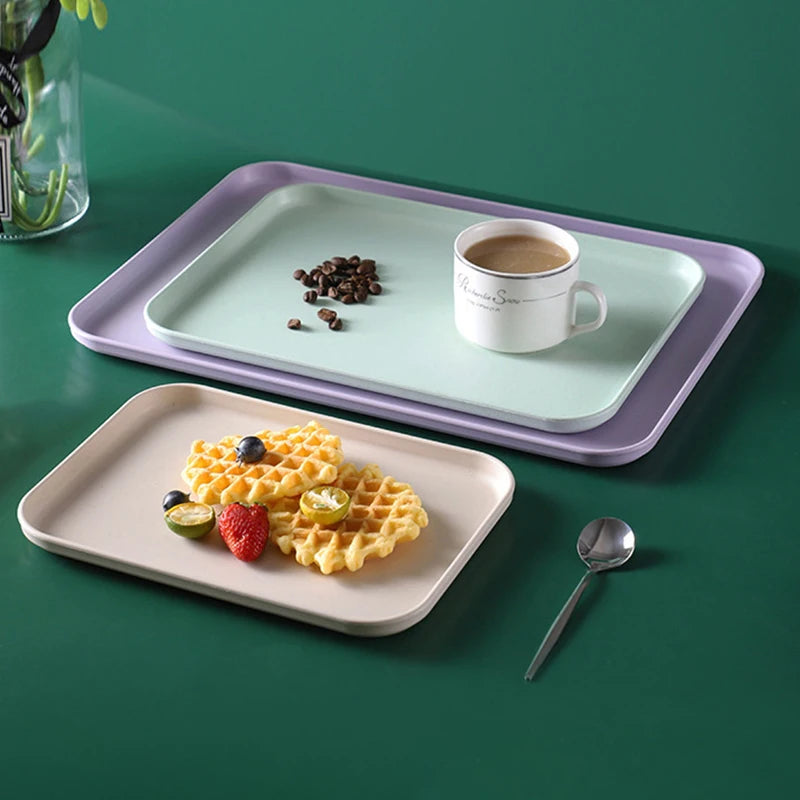 Plastic Serving Tray Home Tea Fruit Dessert Tray Anti-SlipScratch Resistant Plastic Food Cooking Storage Tray Kitchen Supplies
