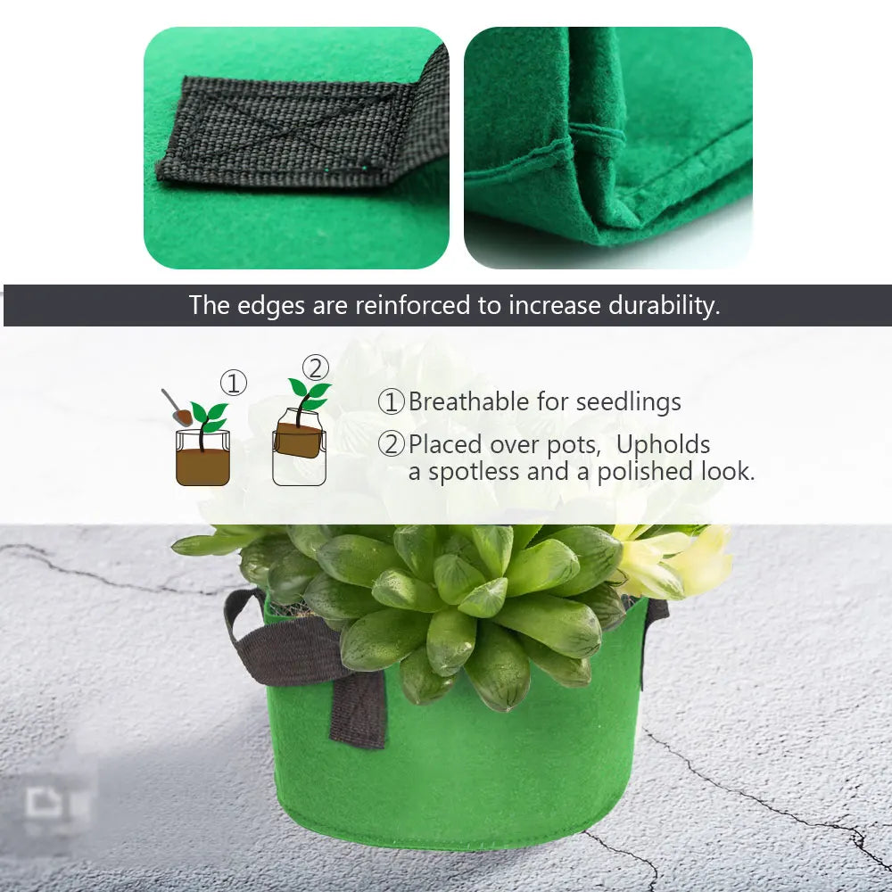 1-30 Gallon Green Garden Fabric Grow Bags with Handles for Courtyard Plant Vegetable Flower Planter Container Nursery Grow Pots