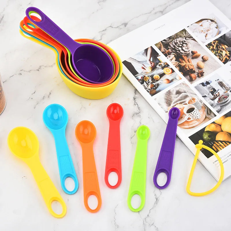 12pcs Baking Tools Kitchen Measuring Spoon Set Plastic Measuring Cup With Scale Measuring Milk  Coffee Spoon Kitchen Gadgets