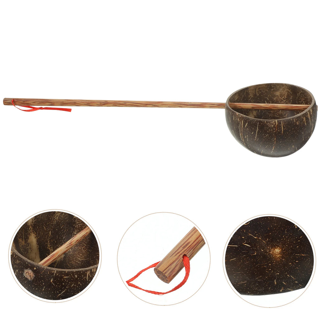 Wooden Coconut Shell Water Scoop Sturdy Bath Spoon Multipurpose Kitchen Ladle Creative Sauna Spoon Household Bathroom Scoop