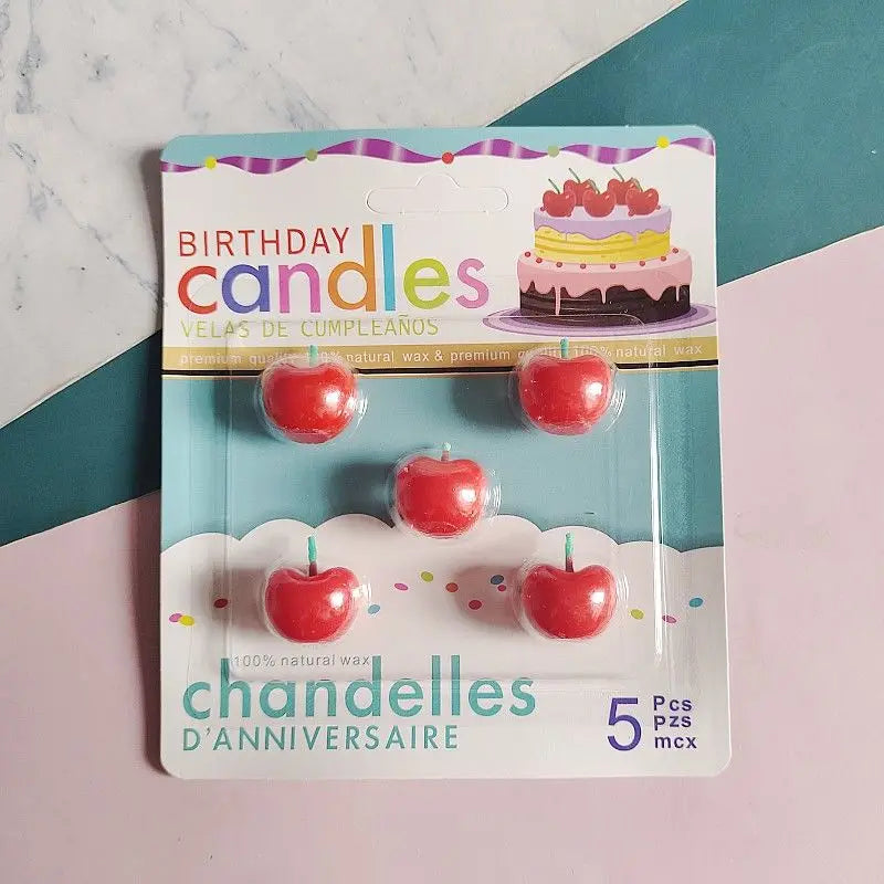 Birthday candle cake ins children love decoration cartoon smiling face retro cute cherry plug-in flowers