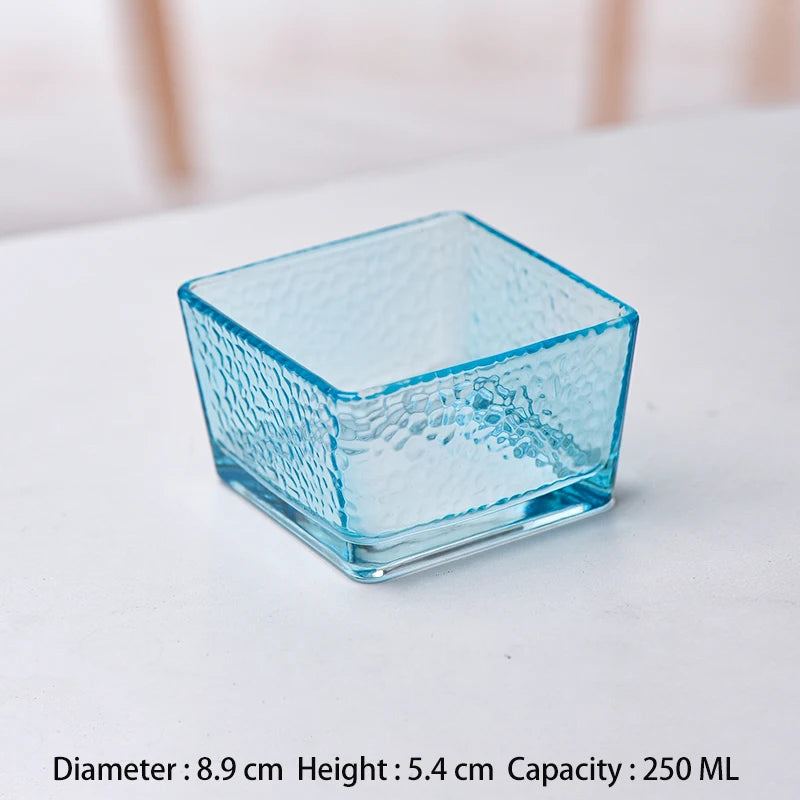 Glass Ice Cream Dessert Bowl Japanese Style Hammer Patterned Household Candy Snack Bowls High Quality Living Room Tableware