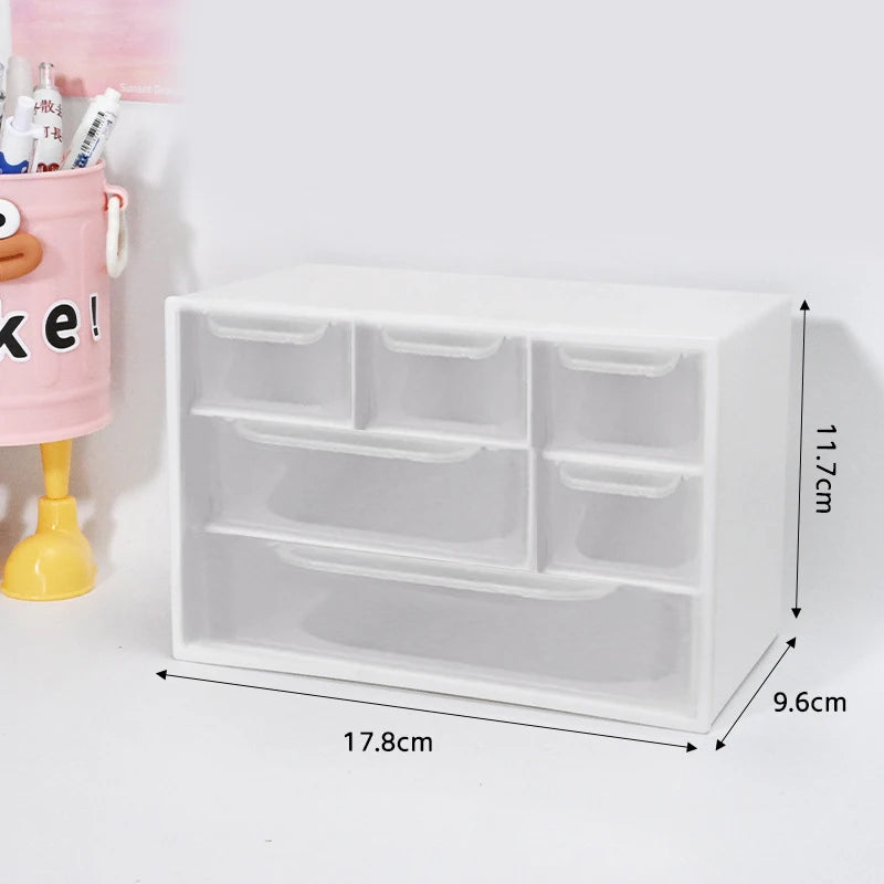 Multi-layer Desktop Storage Box Large Capacity Dustproof Organizing Box Multifunctional Transparent Six Grid Drawer Storage Box