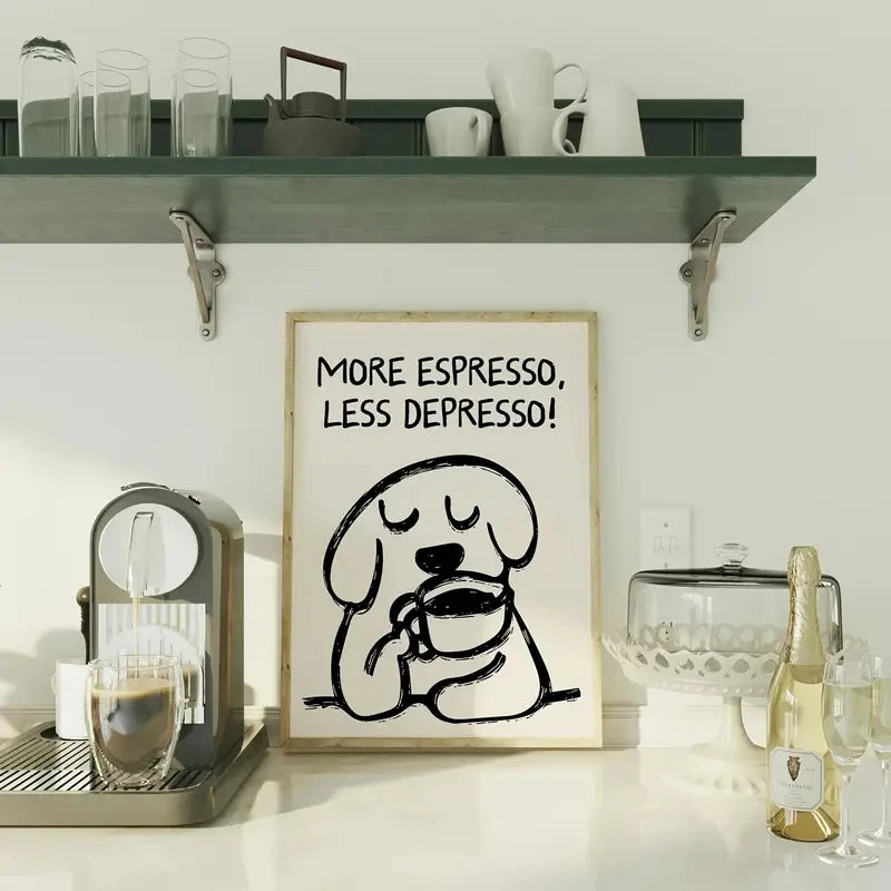 Retro More Espresso Less Depresso Wall Art Prints Canvas Painting Poster Picture For Living Bed Kids Room Home Decor