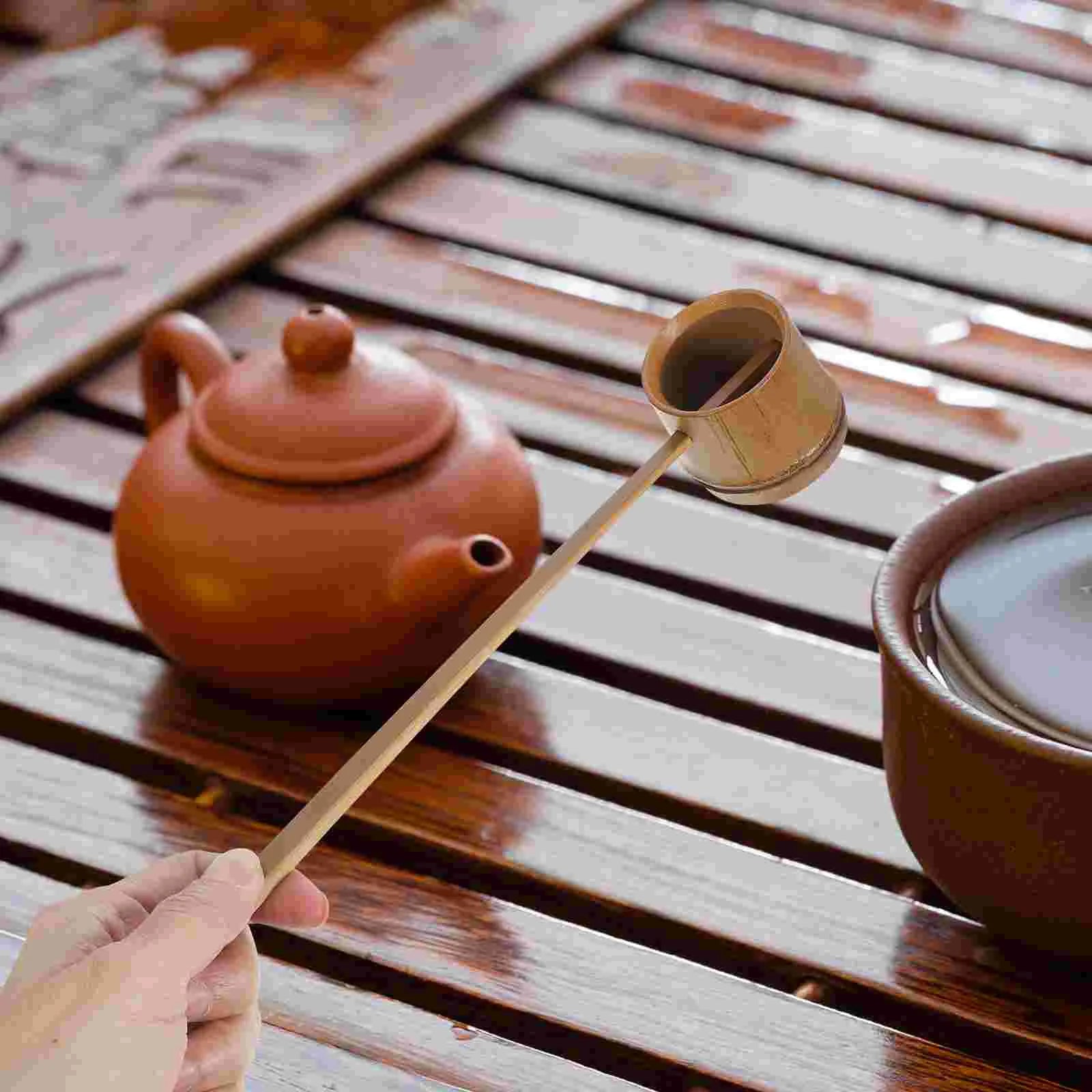 Long Handle Bamboo Water Scoop Kitchen Ladle Bath Salt Spoon Laundry Powder Dipper Flour Gadget Tea Ceremony Watering Can Bamboo