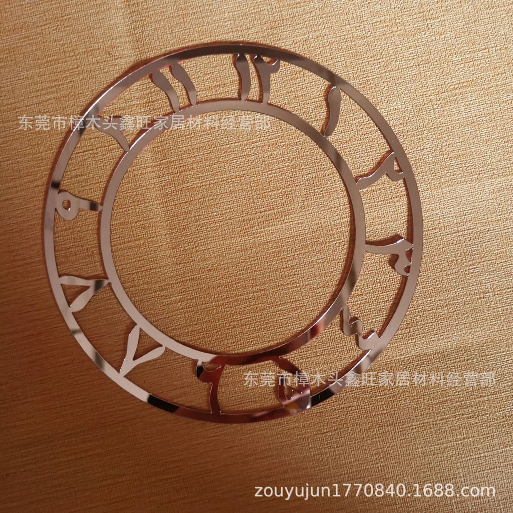 Arabic Round Mirror Clock Sticker, Acrylic Digital Wall Decor for Living Room Hotel Background, Self-Adhesive Timepiece