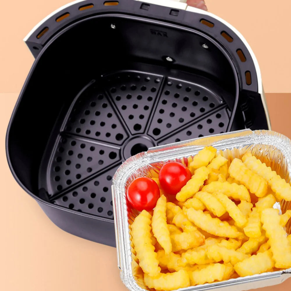 20CM Air Fryer Aluminum Foil Pan Kitchen Supplies Food Containers Square Oven BBQ Tray Oil-proof Non-stick Kitchen Baking Tool
