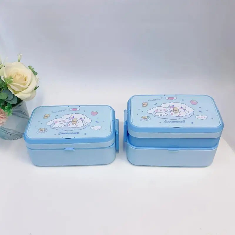 Hot Sanrio Kuromi Lunch Box Kawaii Anime Fashion Student Double-Layer Food-Grade Microwave Heating Drop-Resistant New Style