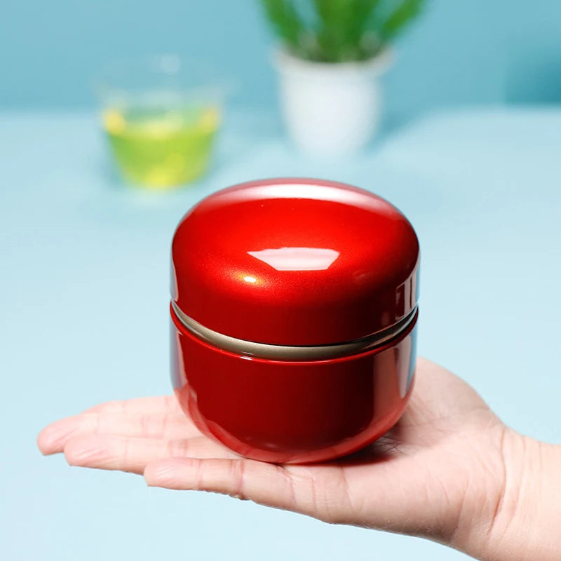 50g Electroplated Tinplate Tea Storage Tin - Airtight Metal Canister for Coffee/Candy/Spices,Refillable Empty Container with Lid