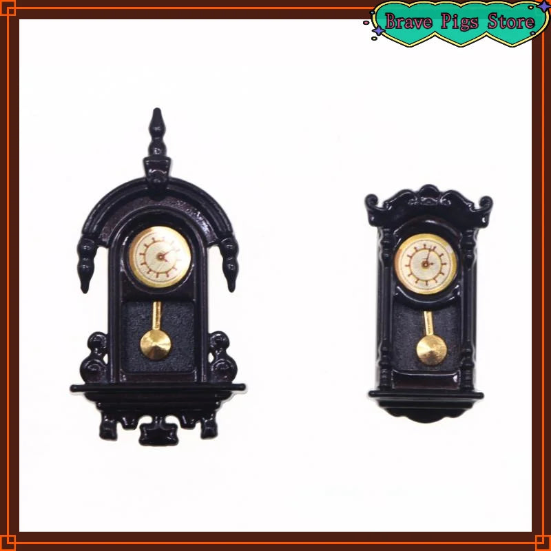 Vintage Simulation Wall Clock Model Living Room Decor 1/12 Home Clock House Micro Scene Accessories