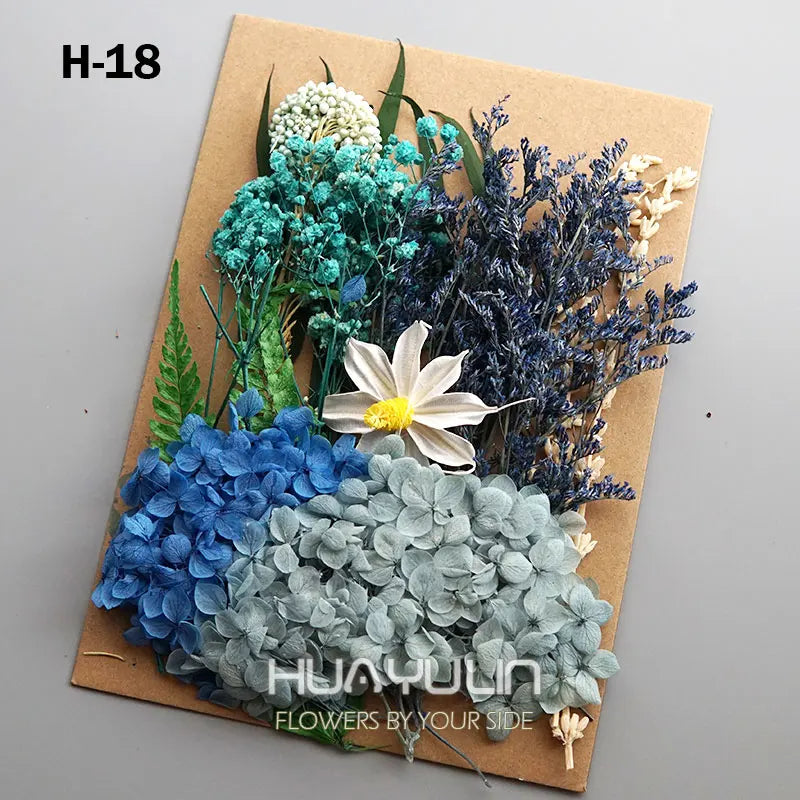 1 Pack Artificial Plants Dried Real Flowers Preserved Materials Epoxy Resin Candles DIY Floral Materials Hydrangea Set Flowers