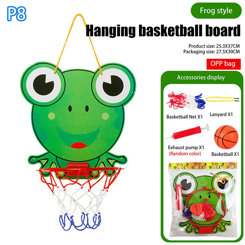 Kids Adjustable Basketball Stands Cute Cartoon Animals Shape Shooting Basket Indoor Outdoor Sport Training Board Game Children