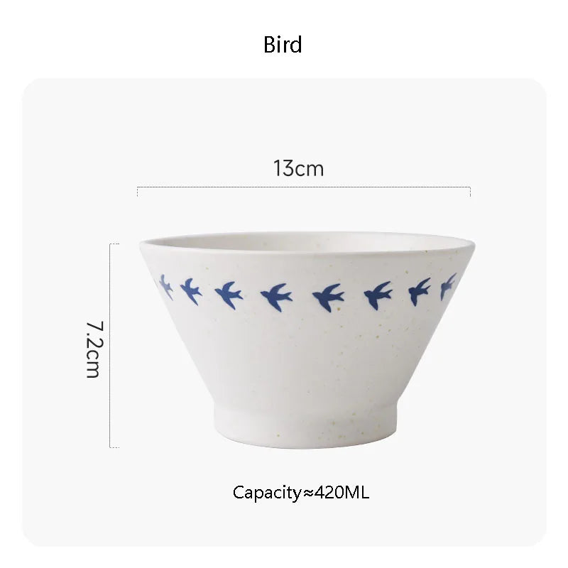 Cute Animal Pattern 5inches Rice Bowl Splash Ink Round Ceramic Bowls Household Casual Fruit  Salad Yogurt Serving Tableware