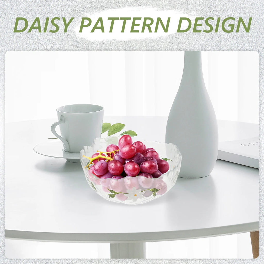 1Pcs Glass Fruit Bowl Exquisite Workmanship Smooth Surface Salad Dessert Snack Container Elegant Design for Parties and