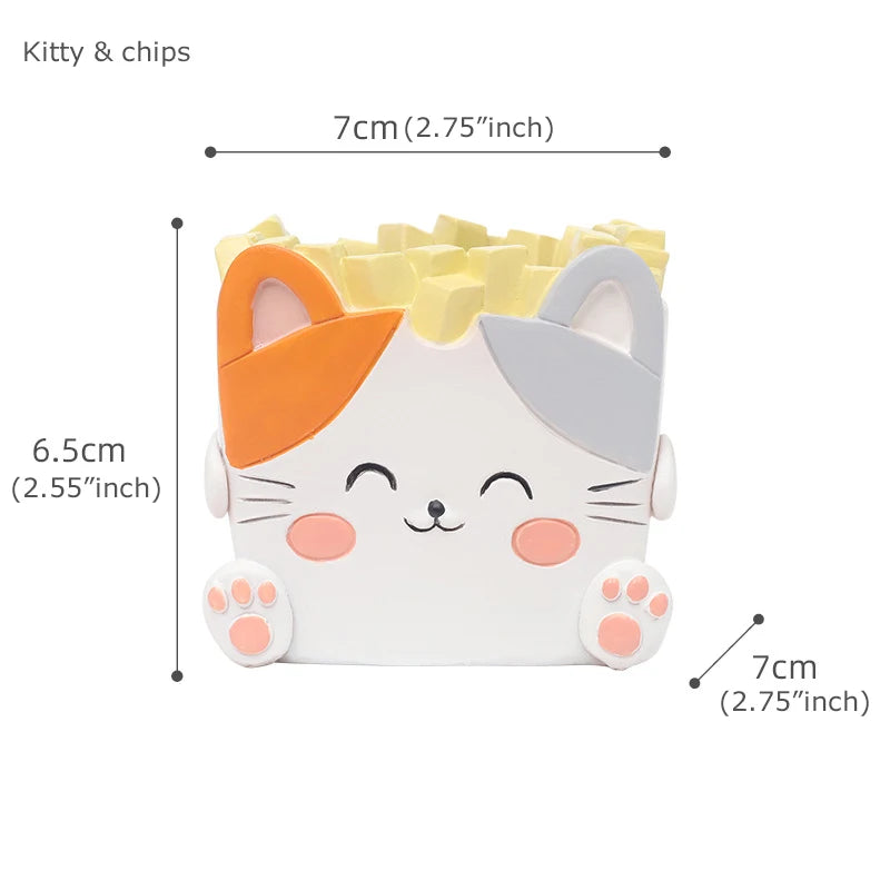 Burger and Fries Series Animals Planters Decorative Flower Pots for Succulents Plants Container Pencil Holder Home Garden Decor