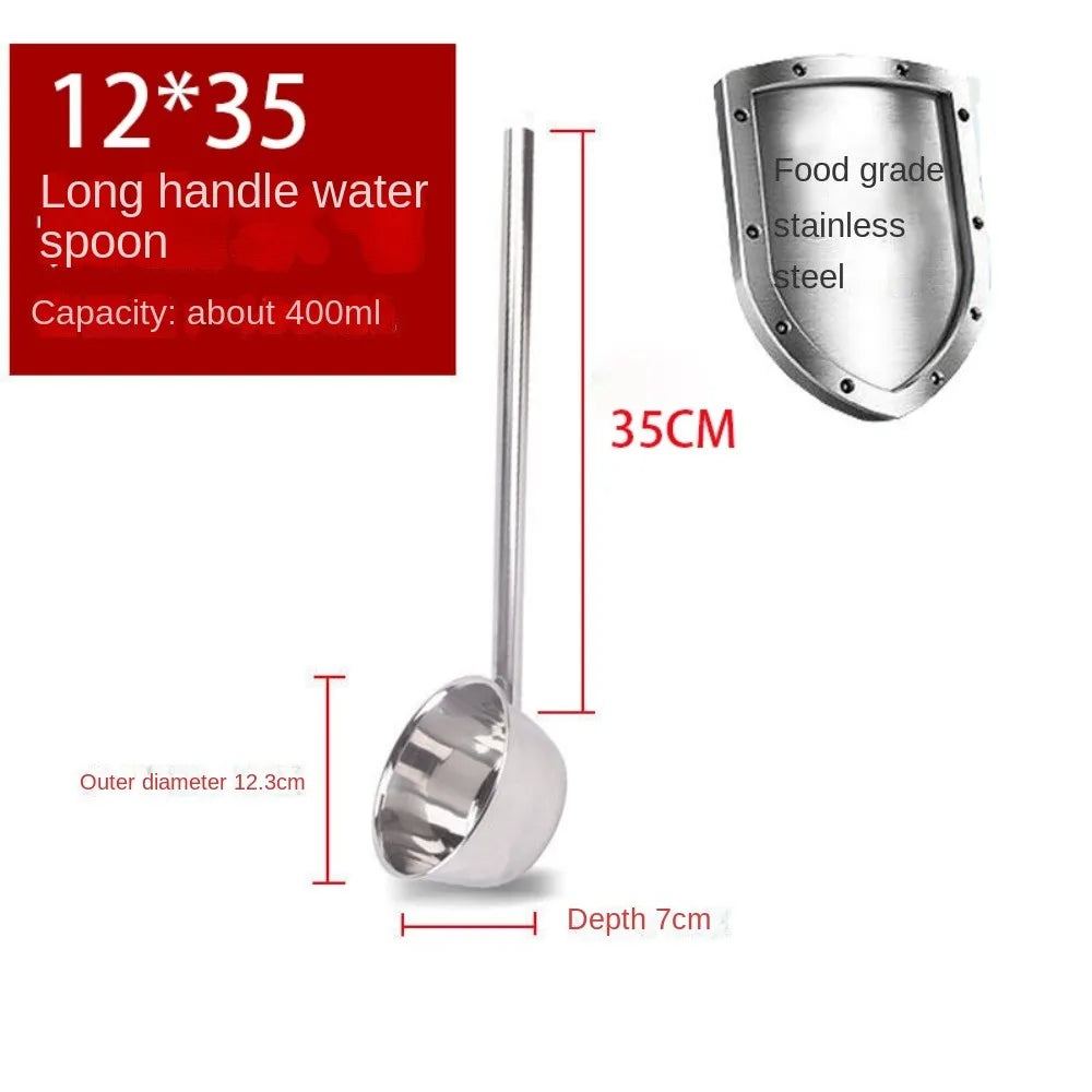 35/45/65cm 304 Food Grade Stainless Steel Ladle Congee Spoon Canteen Restaurant Long Handle Water Spoon Used