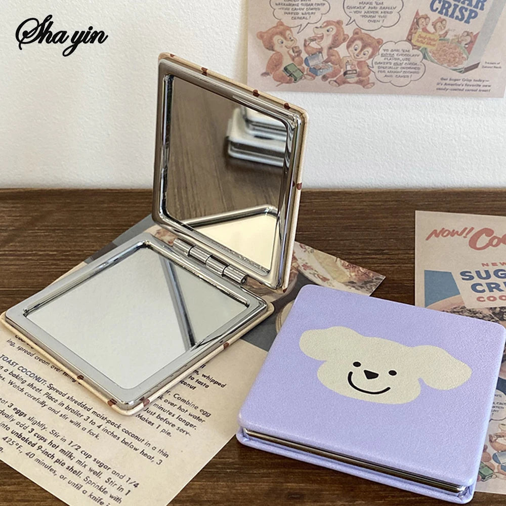 Little Bear Makeup Mirror Desktop Portable Folding Mirror Advanced Makeup Removal Tool