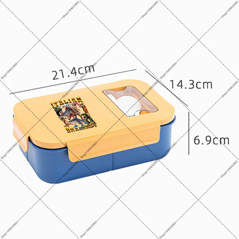 Italian Brainrot Lunchbox Cartoon Pattern Printed Bento Lunch Box Tung Tungtung Sahur Telala Funny Shark Food Storage Containers