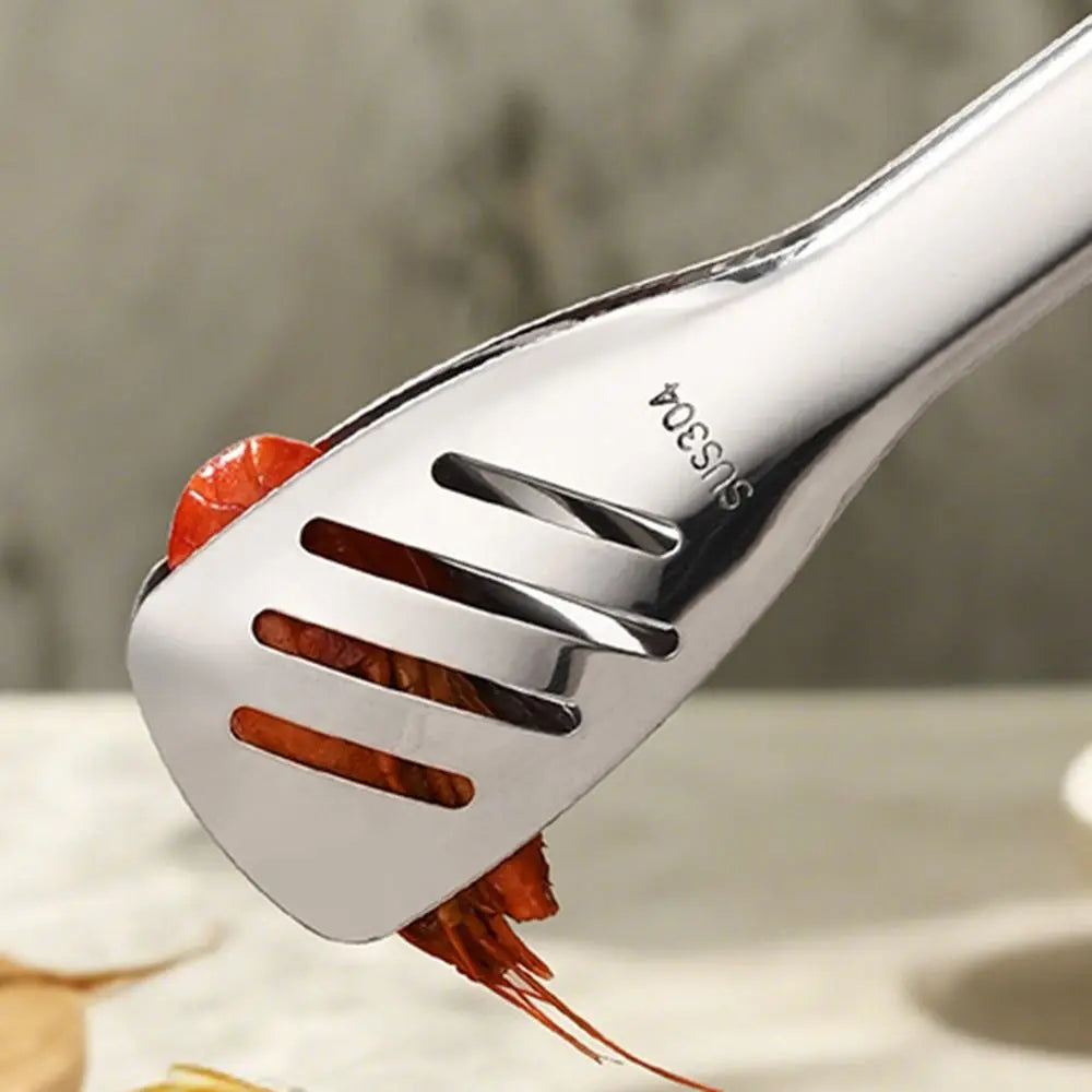 Kitchen Gadgets 304 Stainless Steel BBQ Tongs 8-12inch Long Handle Food Tongs Non-Slip Cooking Tools