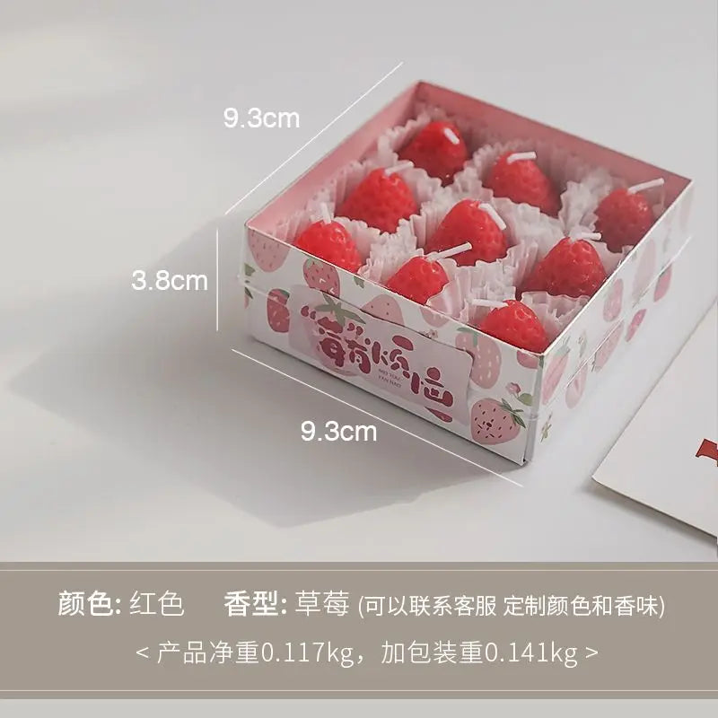 Red Pink Strawberry Scented Candle Gift Box Room Fragrance Ornament Girlfriend Souvenir Photo Props Aromatherapy Candles