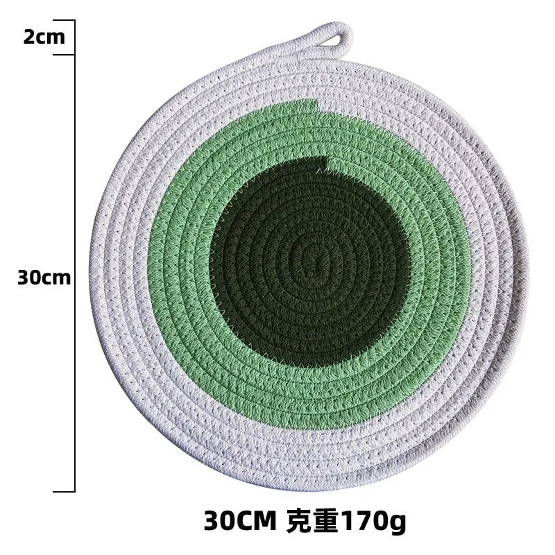 Colored Placemat Pastoral Style Thickened Insulation Cotton Linen Woven Table Mat Heat Resistant Anti Scalding Sand Pot Cup Mat