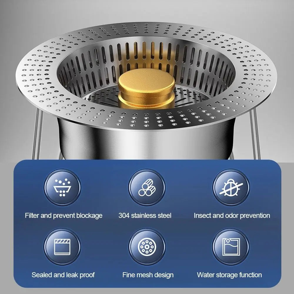 Upgraded 3 in 1 Kitchen Sink Drain Strainer Pop Up Anti-Clogging Sink Strainer Basket Premium Deodorant Sink Stopper for Kitchen