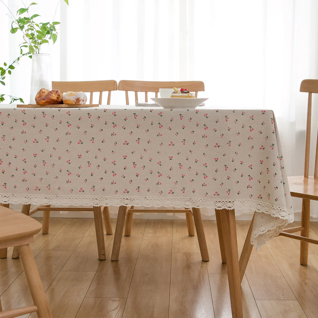 Printed Small Daisy Flower Tablecloth Linen Table Cloth Tasse Lace Rectangular Wedding Banquet Outdoor Home Manteles Table Cover